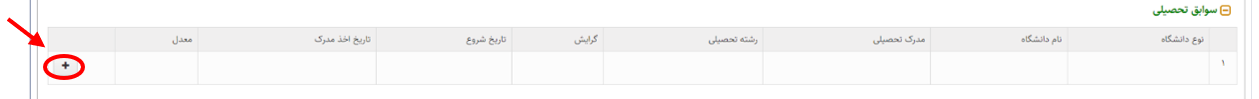 افزودن رکورد سوابق تحصیلی